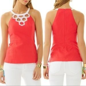 Lilly Pulitzer Annabelle Cutout Top coral like new